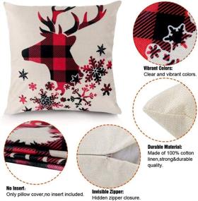 img 2 attached to 🎄 CDWERD Christmas Pillow Covers 18x18 - Black and Red Buffalo Plaid Outdoor Christmas Throw Pillowcase Set of 4 - Farmhouse Cushion Case for Home Decorations