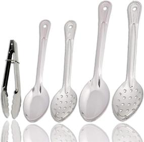 img 2 attached to 🍴 Stainless Steel Serving Spoons and Tongs Set