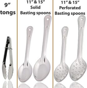 img 1 attached to 🍴 Stainless Steel Serving Spoons and Tongs Set