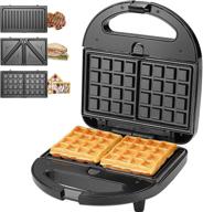 🥪 750-watt u/b 3-in-1 sandwich maker, waffle maker, and sandwich grill with detachable non-stick coating – black, led indicator lights, cool touch handle, anti-skid feet, easy to clean логотип