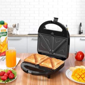 img 1 attached to 🥪 750-Watt U/B 3-in-1 Sandwich Maker, Waffle Maker, and Sandwich Grill with Detachable Non-stick Coating – Black, LED Indicator Lights, Cool Touch Handle, Anti-Skid Feet, Easy to Clean