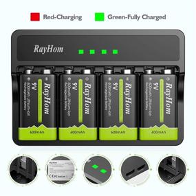 img 2 attached to 🔋 RayHom 4 Bay Smart Battery Charger for Rechargeable 9V Lithium Batteries (Ni-MH/Ni-CD) - Includes Indicator Light