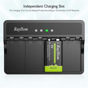 img 1 attached to 🔋 RayHom 4 Bay Smart Battery Charger for Rechargeable 9V Lithium Batteries (Ni-MH/Ni-CD) - Includes Indicator Light