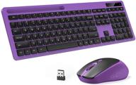 🔮 seenda wireless keyboard and mouse combo - full-size, silent usb 2.4ghz combo with phone holder - purple logo