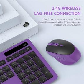 img 1 attached to 🔮 seenda Wireless Keyboard and Mouse Combo - Full-Size, Silent USB 2.4GHz Combo with Phone Holder - Purple