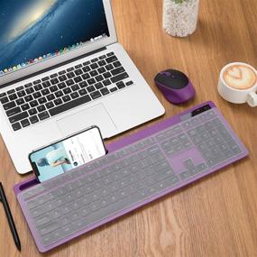 img 3 attached to 🔮 seenda Wireless Keyboard and Mouse Combo - Full-Size, Silent USB 2.4GHz Combo with Phone Holder - Purple