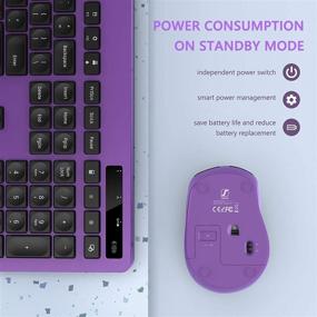 img 2 attached to 🔮 seenda Wireless Keyboard and Mouse Combo - Full-Size, Silent USB 2.4GHz Combo with Phone Holder - Purple