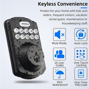 img 1 attached to 🔒 REVOLO Electronic Keypad Deadbolt with Keyless Entry and Auto Lock - Handle Included | Front Door Handle Sets | Anti-Peeking Password