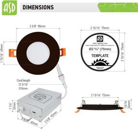 img 2 attached to 🔦 ASD 3 Inch LED Recessed Lighting: 3 CCT 3000K/4000K/5000K Selectable, IC Rated, Ultra Slim Dimmable Downlight with Junction Box, 6W (50W Eq.), 420 Lm, Oil Rubbed Bronze, Energy Star & ETL Certified