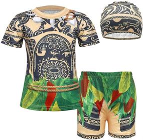 img 4 attached to COTRIO Boys Rash Guard 2-Piece Shark Swimsuits | Dinosaur Swimming Suits | Crocodile Swim Trunk Set | UPF 50+