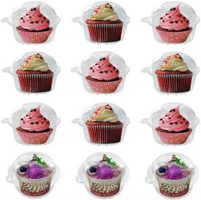 img 2 attached to Clear Plastic Dome Single Cupcake Carrier - Individual Cupcake Holder Muffin Container Cases Boxes Cups (Pack of 50)