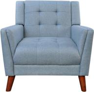 🪑 stylish and comfortable christopher knight home alisa mid century modern arm chair in blue and walnut логотип