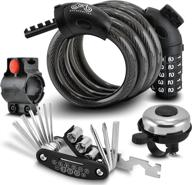 🔒 bb bb 5-digit combination bike cable lock with repair tool set and bell - strong and sturdy bicycle keyless lock with easy-to-use bike lock cable and mounting bracket logo