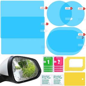 img 4 attached to 🌧️ HLAA Waterproof Mirror Film - 6 Pieces Transparent Nano-Coated Stickers for Rainproof Car Rearview Mirror, Anti-Fog Protective Film for Cars, Trucks, and Buses