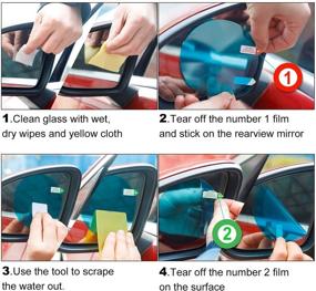 img 1 attached to 🌧️ HLAA Waterproof Mirror Film - 6 Pieces Transparent Nano-Coated Stickers for Rainproof Car Rearview Mirror, Anti-Fog Protective Film for Cars, Trucks, and Buses