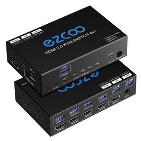 img 3 attached to Высокопроизводительный 4-портовый переключатель KVM USB3.0 HDMI с CEC, извлекателем SPDIF 5.1 и USB-периферийной платой - идеально подходит для клавиатуры, беспроводной мыши, принтера, сканера, Windows, 4K 60 Гц HDR HDMI автоматического переключателя 4x1 с ИК-пультом дистанционного управления, ИК-расширителем и входом для микрофона.