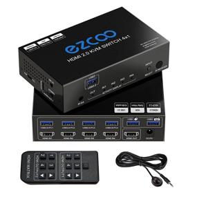 img 4 attached to Высокопроизводительный 4-портовый переключатель KVM USB3.0 HDMI с CEC, извлекателем SPDIF 5.1 и USB-периферийной платой - идеально подходит для клавиатуры, беспроводной мыши, принтера, сканера, Windows, 4K 60 Гц HDR HDMI автоматического переключателя 4x1 с ИК-пультом дистанционного управления, ИК-расширителем и входом для микрофона.