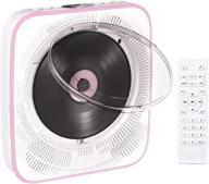 🎵 balippe portable cd player with bluetooth - wall mountable & table stand cd music player with remote control, hifi speakers, fm radio, headphone jack, aux input & output - pink logo