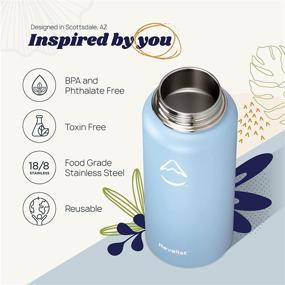 img 2 attached to 💧 Revelist 32oz Insulated Water Bottle: Mist Blue Color, Straw, Spout, Stainless Steel Screw Top Lids – Stay Hydrated on-the-go!