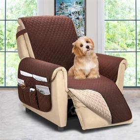img 4 attached to 🛋️ Protective Reversible Recliner Chair Cover in Chocolate/Beige - Ideal Sofa Slipcover for Dogs and Couch Protector for 3 Cushion Couches