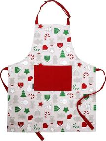 img 4 attached to 🎅 AMOUR INFINI Christmas Fun Apron for Cooking, Baking & Gardening: 100% Natural Cotton with Convenient Pockets and Adjustable Strap at Neck & Waist Ties, 27.5 x 33 inches - Ideal for Holiday and Thanksgiving