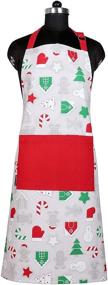 img 3 attached to 🎅 AMOUR INFINI Christmas Fun Apron for Cooking, Baking & Gardening: 100% Natural Cotton with Convenient Pockets and Adjustable Strap at Neck & Waist Ties, 27.5 x 33 inches - Ideal for Holiday and Thanksgiving