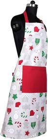 img 2 attached to 🎅 AMOUR INFINI Christmas Fun Apron for Cooking, Baking & Gardening: 100% Natural Cotton with Convenient Pockets and Adjustable Strap at Neck & Waist Ties, 27.5 x 33 inches - Ideal for Holiday and Thanksgiving