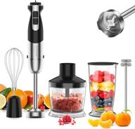 [upgraded] healthomse 5-in-1 immersion blender hand blender: 800w 12-speed stainless steel stick blender with milk frother, egg whisk, 4-blades 500ml chopper, and 700ml beaker with lid логотип