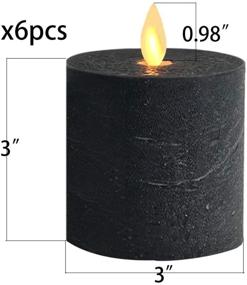 img 1 attached to 🕯️ Smtyle Black Flameless Candles - Flickering Realistic Bright Pillar Candle Light with Remote Control, Timer & Battery Operation - 3x3in - Pack of 6