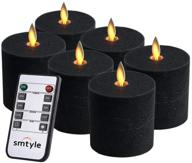 🕯️ smtyle black flameless candles - flickering realistic bright pillar candle light with remote control, timer & battery operation - 3x3in - pack of 6 логотип