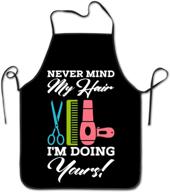 🔪 sara nell barber quote apron: adjustable bib apron for salon hairdressers bbq grill housewife logo