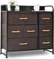 7-drawer fabric dresser organizer for bedroom, hallway, entryway - sturdy steel frame, wood top & handles - ideal for closets and storage tower logo