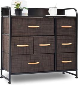 img 4 attached to 7-Drawer Fabric Dresser Organizer for Bedroom, Hallway, Entryway - Sturdy Steel Frame, Wood Top & Handles - Ideal for Closets and Storage Tower