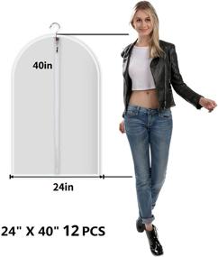 img 3 attached to 👗 MsKitchen Clear Garment Bags - Set of 12 for Dust Protection & Closet Storage: Plastic Bags with Zipper for Hanging Clothes, Gowns, and Dresses - 24'' x 40''/12 Pack