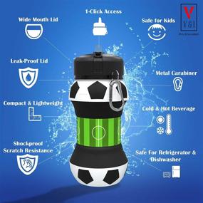 img 3 attached to Collapsible Ball Shaped Water Bottle for Kids' Sports, Leak Proof Drinking Cup, Shockproof and Squeezable - Ideal School Lunch Mug for Basketball, Soccer, Baseball, Tennis, Football, Golf - Great Champion Team Gift, Portable Travel Jug