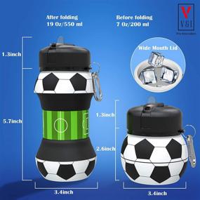 img 2 attached to Collapsible Ball Shaped Water Bottle for Kids' Sports, Leak Proof Drinking Cup, Shockproof and Squeezable - Ideal School Lunch Mug for Basketball, Soccer, Baseball, Tennis, Football, Golf - Great Champion Team Gift, Portable Travel Jug