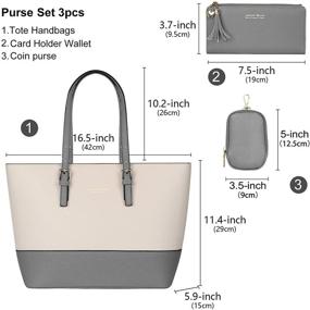 img 1 attached to Satchel Shoulder Bags for Women: Large Leather Tote Bag with Matching Wallet - 3pcs Purse Set