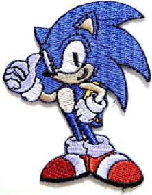 img 2 attached to 🦔 Official Sonic the Hedgehog Logo Embroidered Patch - 8cm x 7.5cm Applique Badge