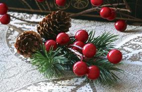 img 1 attached to 🎄 8 PCS Red Berry Stems Pine Branches - Perfect for Christmas Crafts, Wreaths, and Winter Floral Picks!