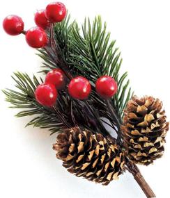 img 4 attached to 🎄 8 PCS Red Berry Stems Pine Branches - Perfect for Christmas Crafts, Wreaths, and Winter Floral Picks!