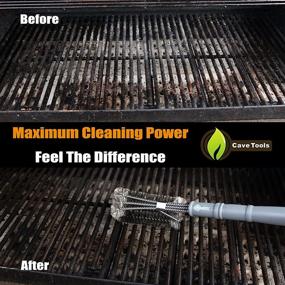 img 2 attached to 🔥 Cave Tools BBQ Grill Brush - Enhanced 100% Rust Proof Design - Superior Stainless Steel Wire Bristle with Reliable Clip for Efficiently Cleaning Char Broil Weber Porcelain and Infrared Barbecue Grates - Extended 18" Handle