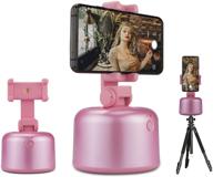 smart tracking holder live stream auto face object tracking selfie stick 360 rotation following vlog shooting smartphone camera mount cell phone holder for iphone android phones (pink) logo