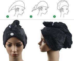 img 1 attached to Sleek and Efficient Dark Grey Hair Drying Towel - Sunland Super-Absorbent Microfiber Hair Wrap for Long Hair