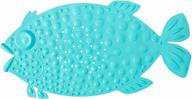 🐠 lovejia cartoon fish design bath tub shower mat - non-slip bathtub mat with suction cups and drain holes for baby and kids - 29.1 x 14.6 inches (light blue) - machine washable logo