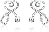 ⚕️ nurse heart stud earrings - sterling silver stethoscope design with simulated birthstone crystals, ideal fine jewelry gifts for nurses, doctors, rns, and medical students logo