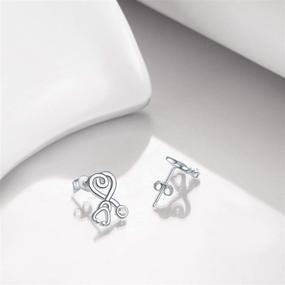 img 3 attached to ⚕️ Nurse Heart Stud Earrings - Sterling Silver Stethoscope Design with Simulated Birthstone Crystals, Ideal Fine Jewelry Gifts for Nurses, Doctors, RNs, and Medical Students