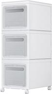 🍋 lemonlip 3 stackable storage bins: abs material, healthy & environmentally friendly, roller assembled, double-opening toy storage containers (white) logo