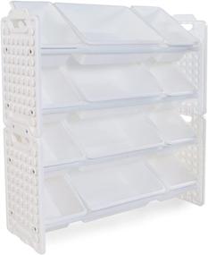 img 4 attached to 🗄️ UNiPLAY Toy Organizer with 12 Removable Storage Bins - Multi-Bin Organizer for Books, Building Blocks, School Supplies, Toys - Includes Baseplate Board Frame (White)