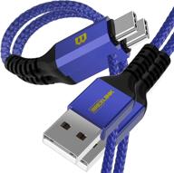 brexlink usb c fast charging cable (3a) - high-speed usb c to usb a charger (3ft/2 pack) for samsung galaxy s20 s10 s9 s8, note 20 10 9, pixel, lg v30 g6 - nylon braided fast charging cord in blue logo