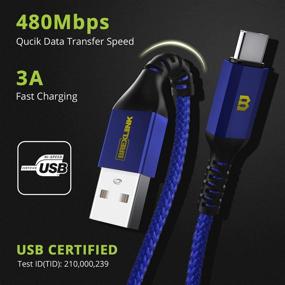 img 3 attached to BrexLink USB C Fast Charging Cable (3A) - High-Speed USB C to USB A Charger (3ft/2 Pack) for Samsung Galaxy S20 S10 S9 S8, Note 20 10 9, Pixel, LG V30 G6 - Nylon Braided Fast Charging Cord in Blue